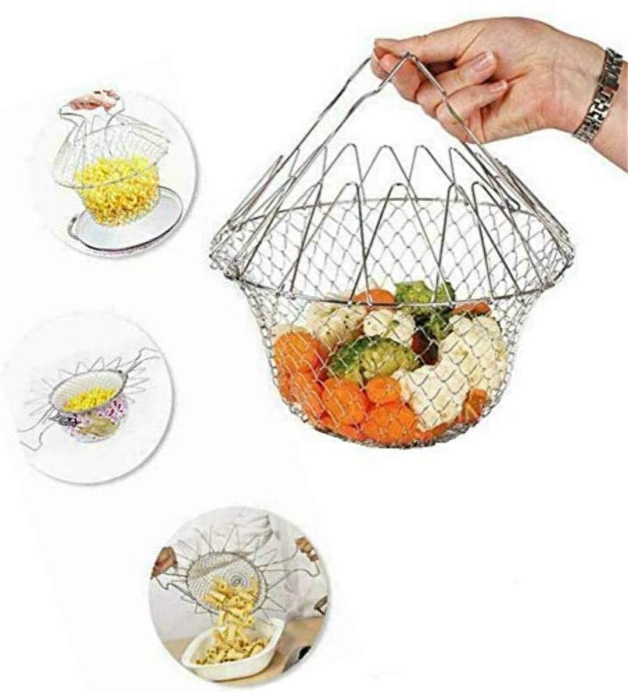 Multi-Function Folding Rinse Stainless Steel Frying Basket