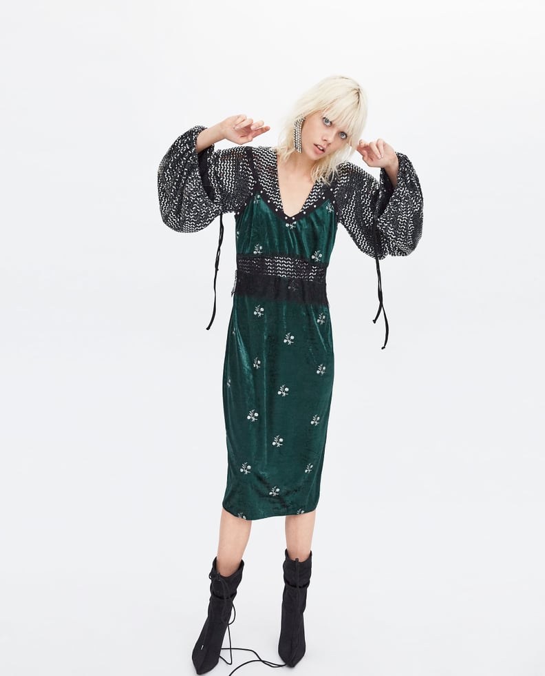 Zara Contrast Velvet Dress