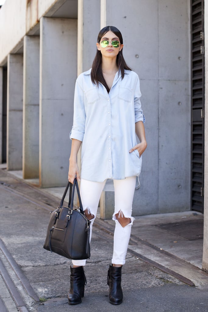 white ripped denim jeans