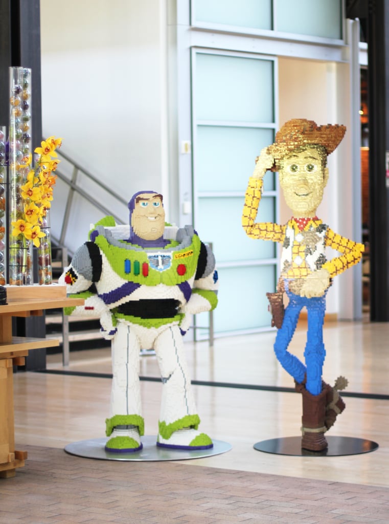 You'll also see life-size Lego statues of Buzz and Woody from Toy Story.