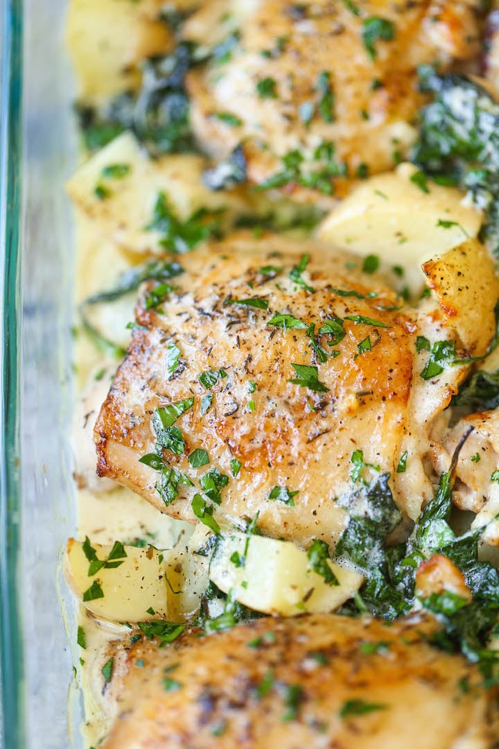 Chicken and Potatoes With Garlic Parmesan Cream Sauce | Chicken and ...