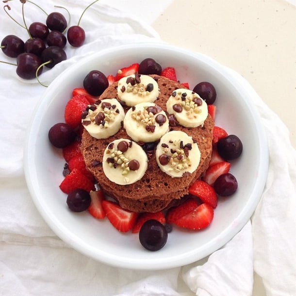 Fight sore muscles post-workout by topping your pancakes with ripe cherries.
Source: Instagram user aednat