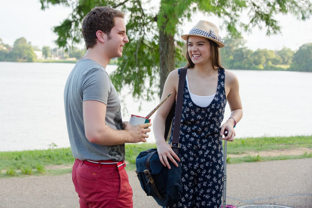 Steinfeld and Ben Platt film a scene.