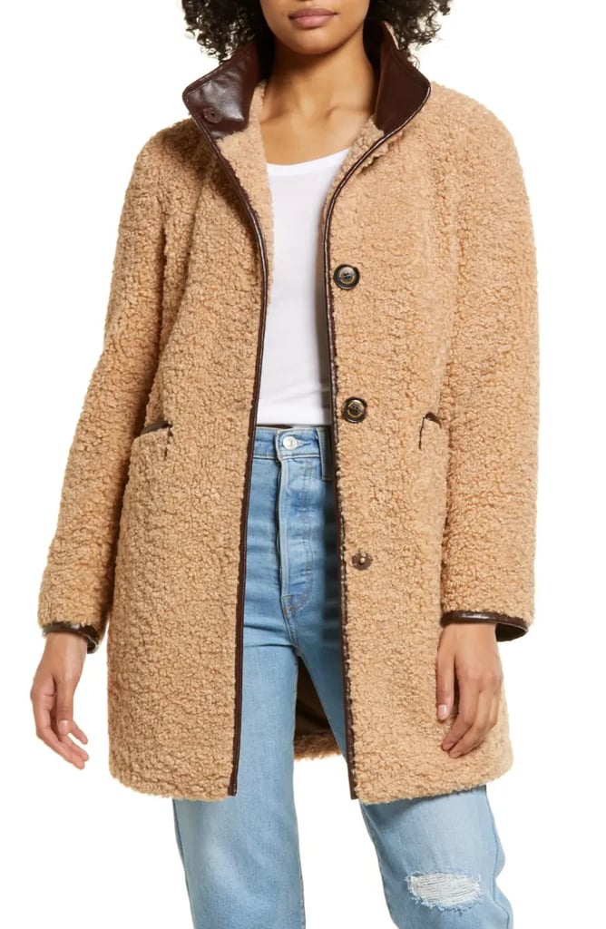 Sam Edelman Stand Collar Faux Shearling Coat