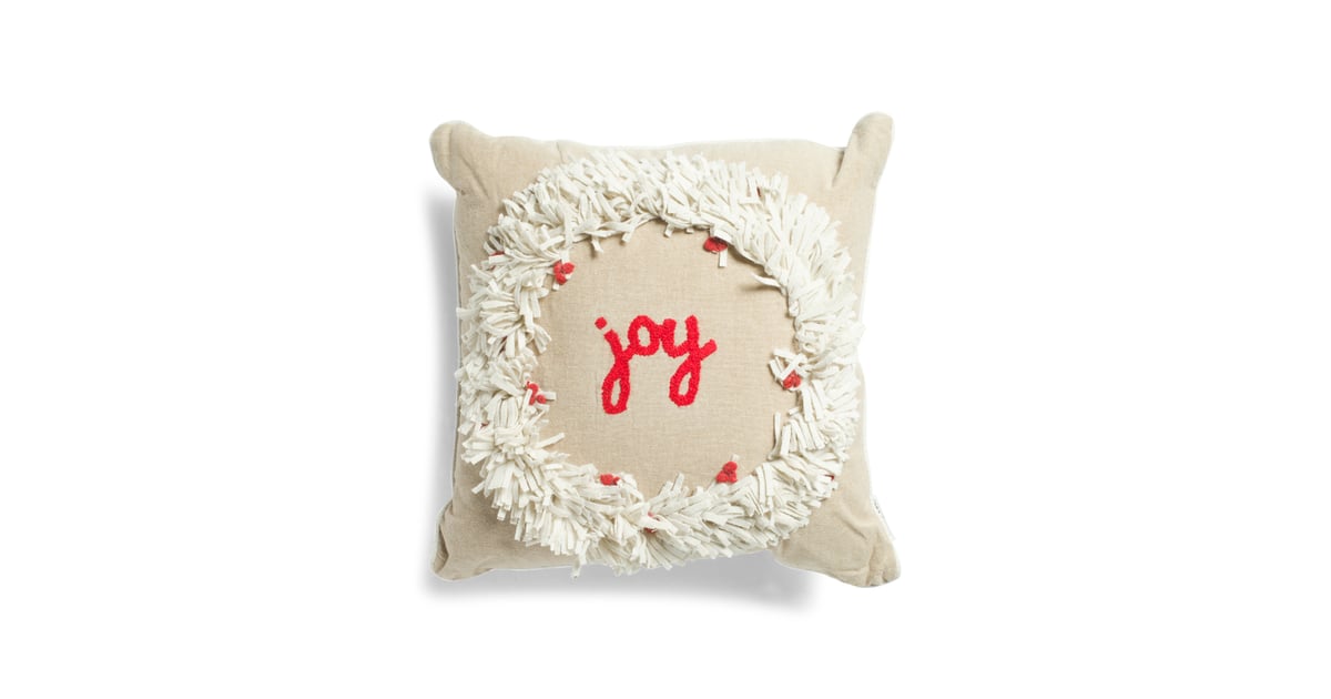 Joy With Flower Wreath Pillow Best TJ Maxx Christmas Decor 2019