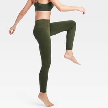 Girls' Performance Pocket Leggings - All In Motion™ Olive Green L : Target