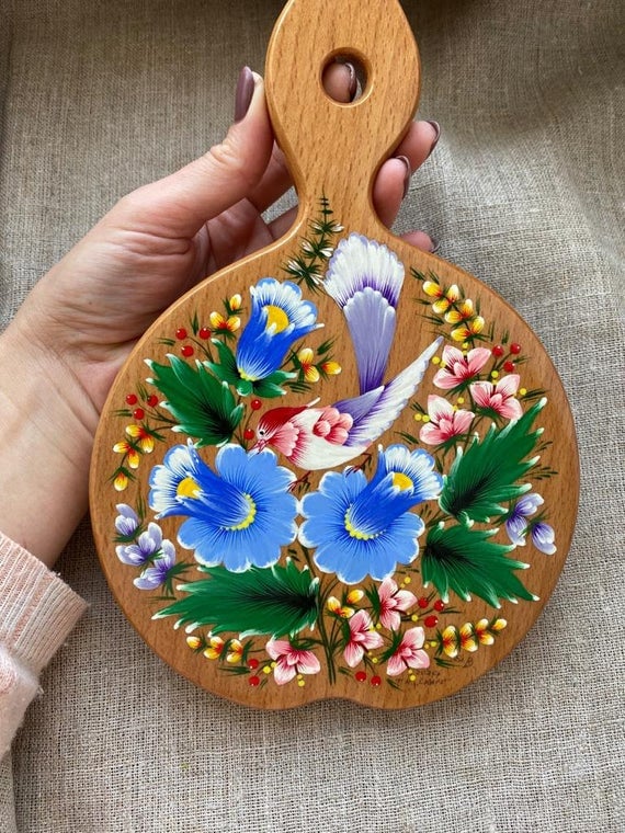 Wooden Robin Painted Cutting Board