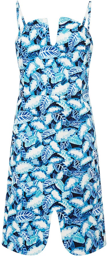 Opening Ceremony Leaf Printed Chambray Sweetheart Dress ($395)
