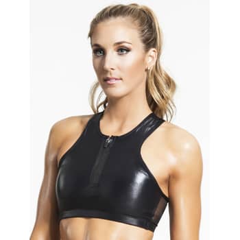 Carbon38, Other, Black Carbon38 Faux Leather Sports Bra