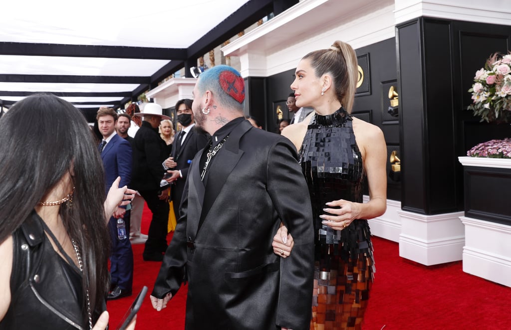 J Balvin Debuts Blue Hair Color With Red Heart at Grammys