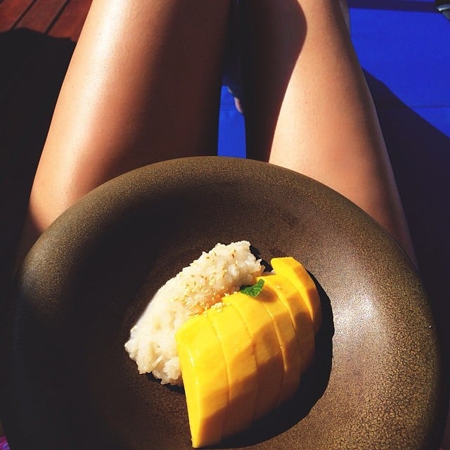 Kendall snacked on mango and sticky rice.
Source: Instagram user kendalljenner