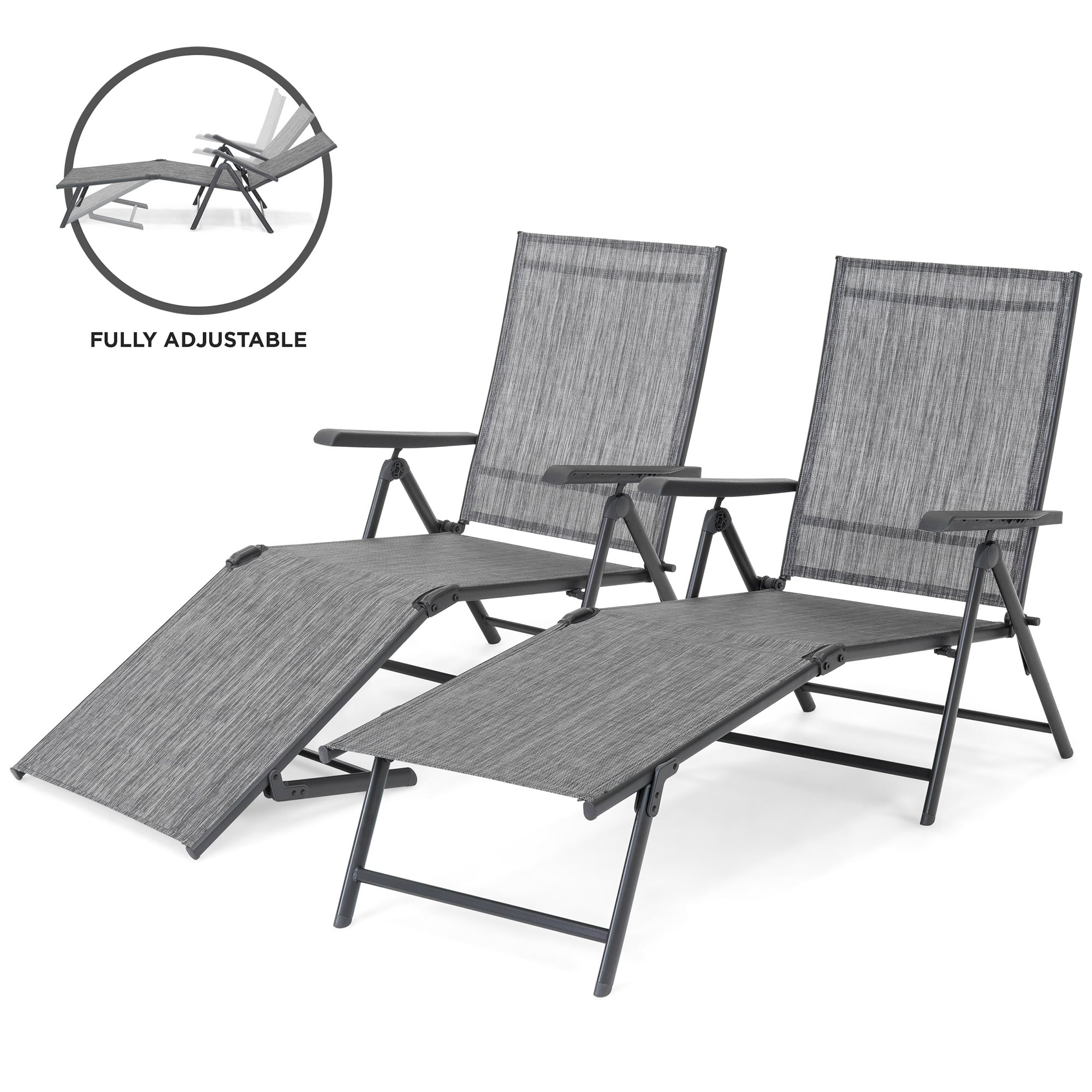 Best choice products set of 2 outdoor adjustable folding chaise lounge recliner chairs for patio cheap