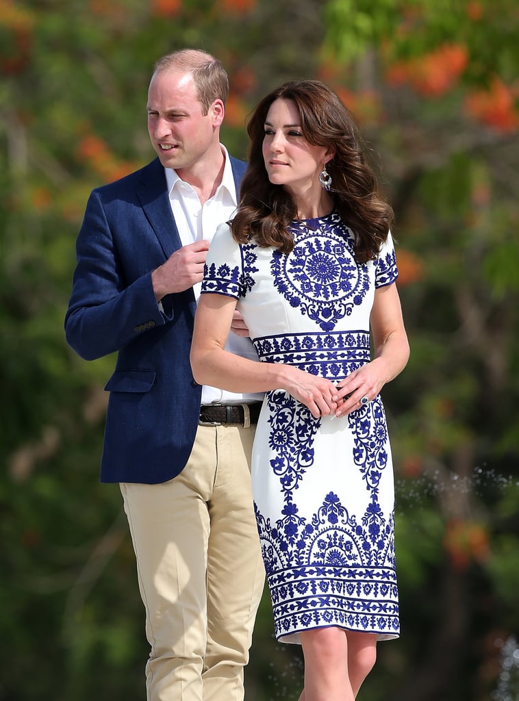 For one of the most iconic pictures from the tour, Kate teamed a stunning Naeem Khan dress with a pair of $7 earrings at the Taj Mahal. The duchess had bought them from a trinket stall during her hike in Bhutan.