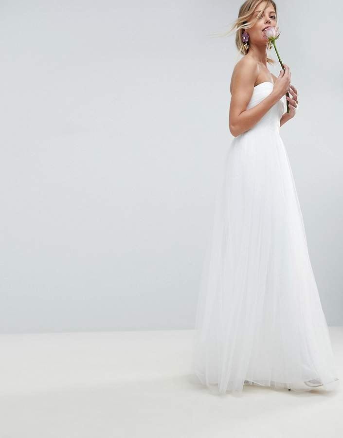 ASOS Wedding Bandeau Maxi Dress With Tulle Skirt and Detachable Straps