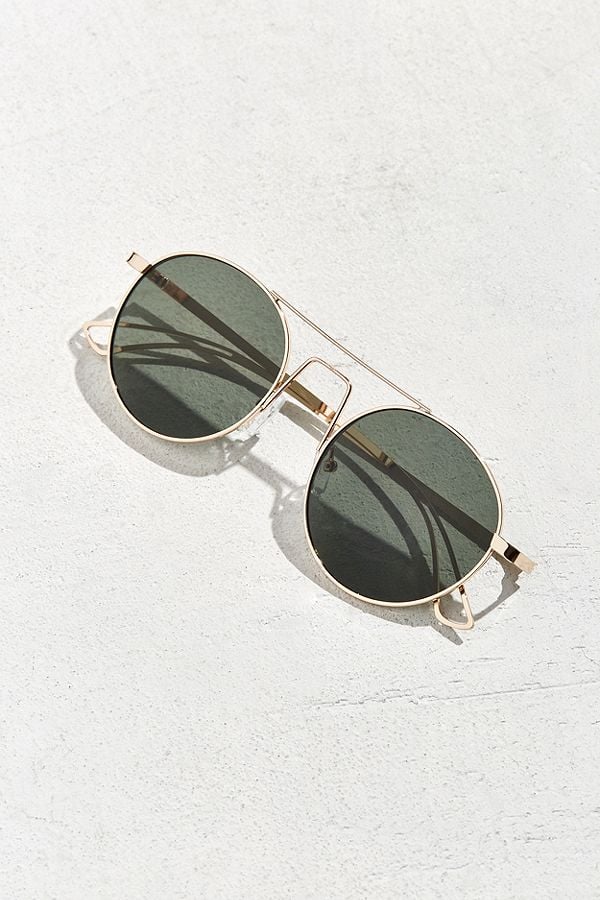 Urban Outfitters Squared Bridge Metal Round Sunglasses