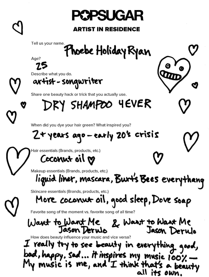 The Artist in Residence Questionnaire  Phoebe Ryan Green 