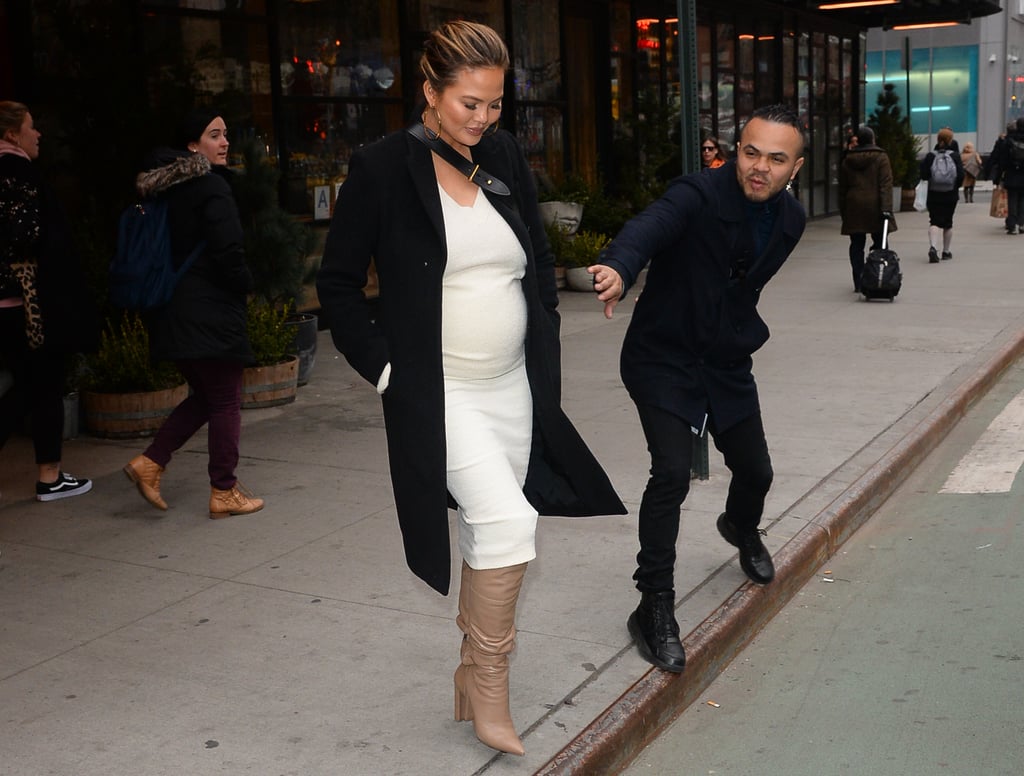 Chrissy Teigen Almost Getting Hit by a Bike Pictures 2018