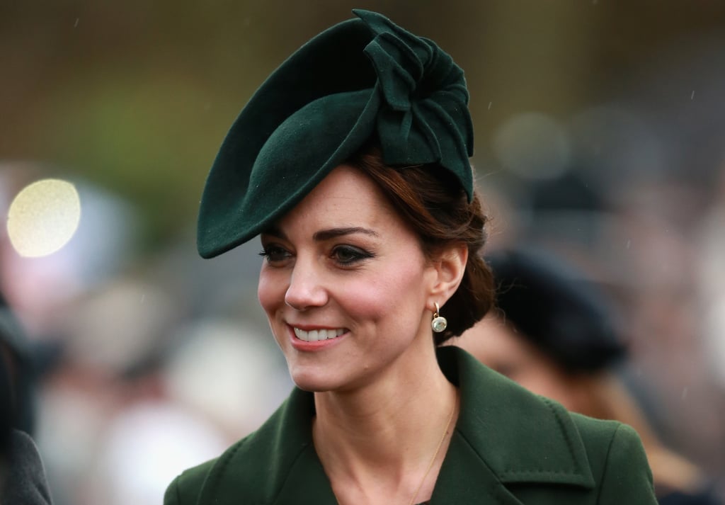 On Christmas in 2015, the Duchess wore this stunning emerald accessory to coordinate with her coat.