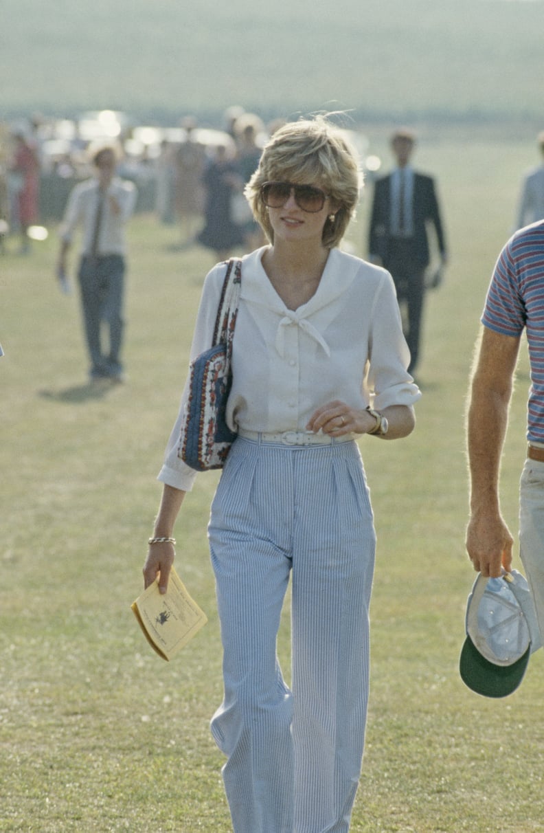 Princess Diana Wearing Seersucker Pinstripe Pants, 1983