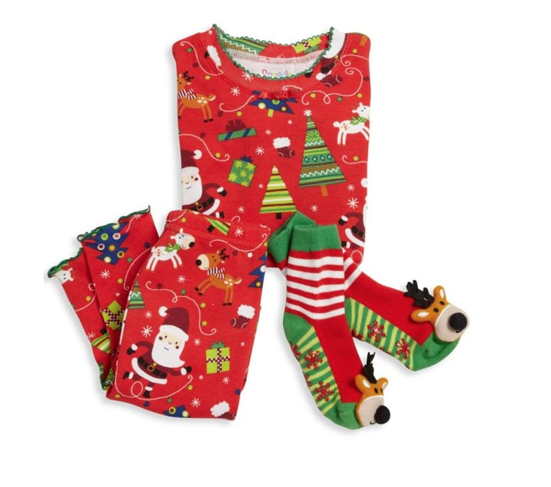 Books To Bed Toddler's & Little Girl's Three-Piece Snuggle Moon Christmas Pajamas & Socks Set