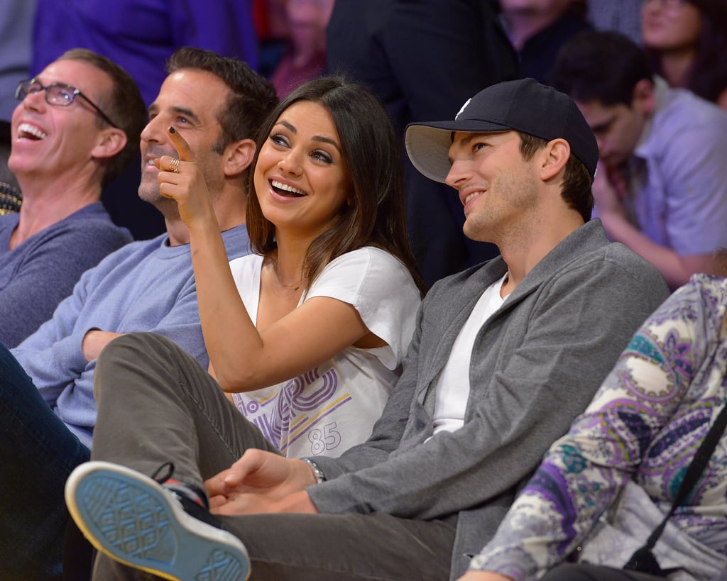 Mila Kunis and Ashton Kutcher checked out the Lakers game together in February 2013.