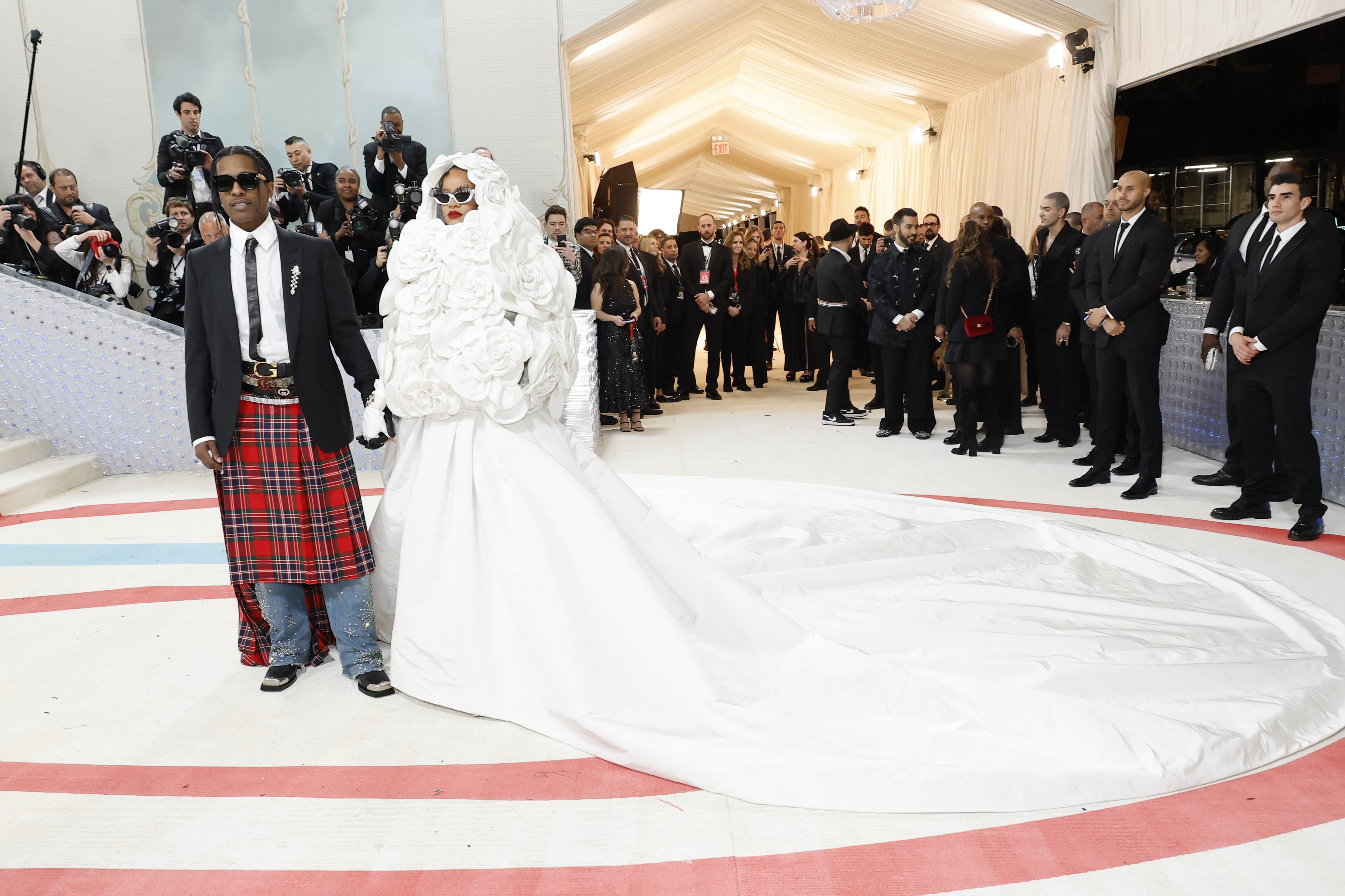Met Gala 2023: Rihanna arrives late in white bridal gown with ASAP Rocky,  displays baby bump at fashion's biggest night