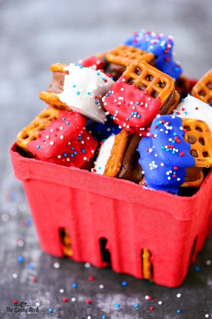 Red White and Blue Pretzel Bites