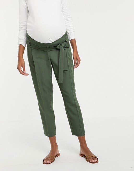 ASOS Design Maternity Tailored Tie Waist Tapered Ankle Grazer Pants