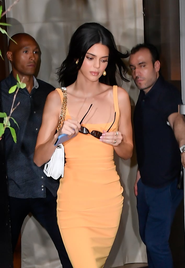 Kendall Jenner Orange Bec And Bridge Dress 2019 Popsugar Fashion Middle East Photo 8