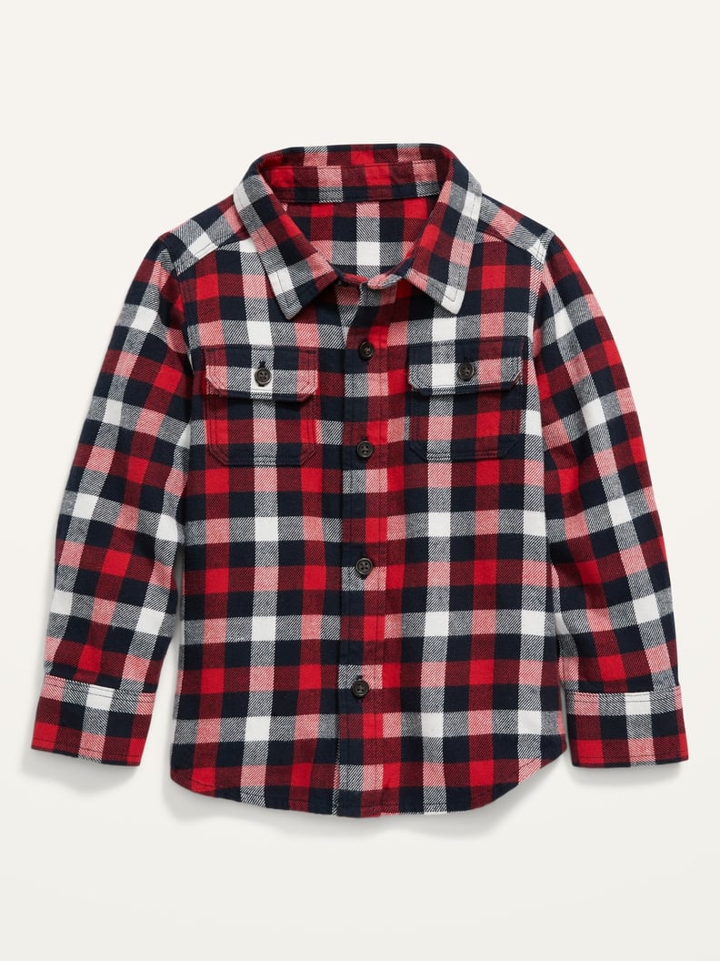 Plaid Flannel Pocket Shirt For Toddler Boys