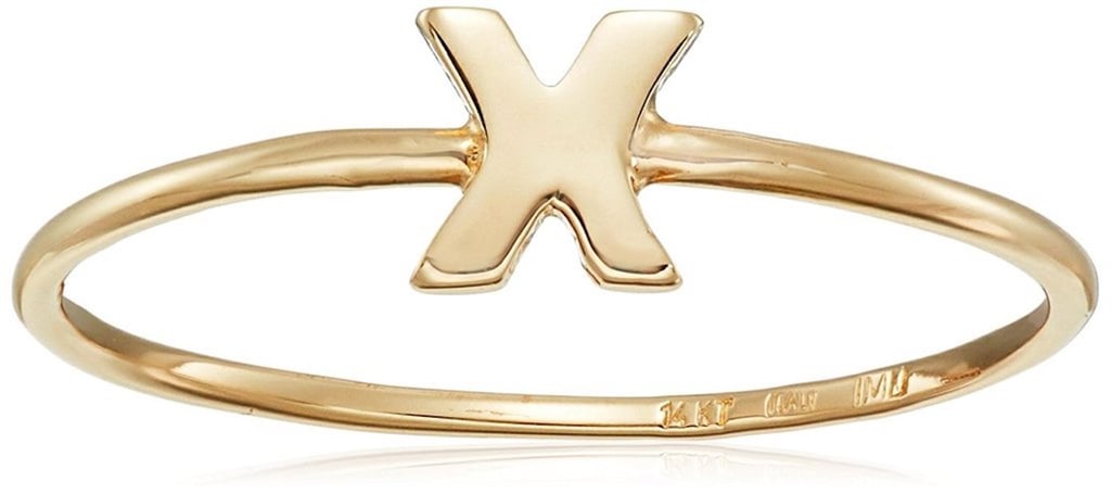 14k Italian Yellow Gold Initial Ring