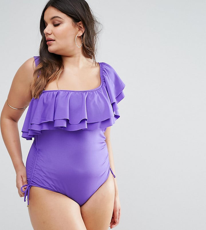 Monif C One Shoulder Frill Swimsuit Buy These Swimsuits Now and