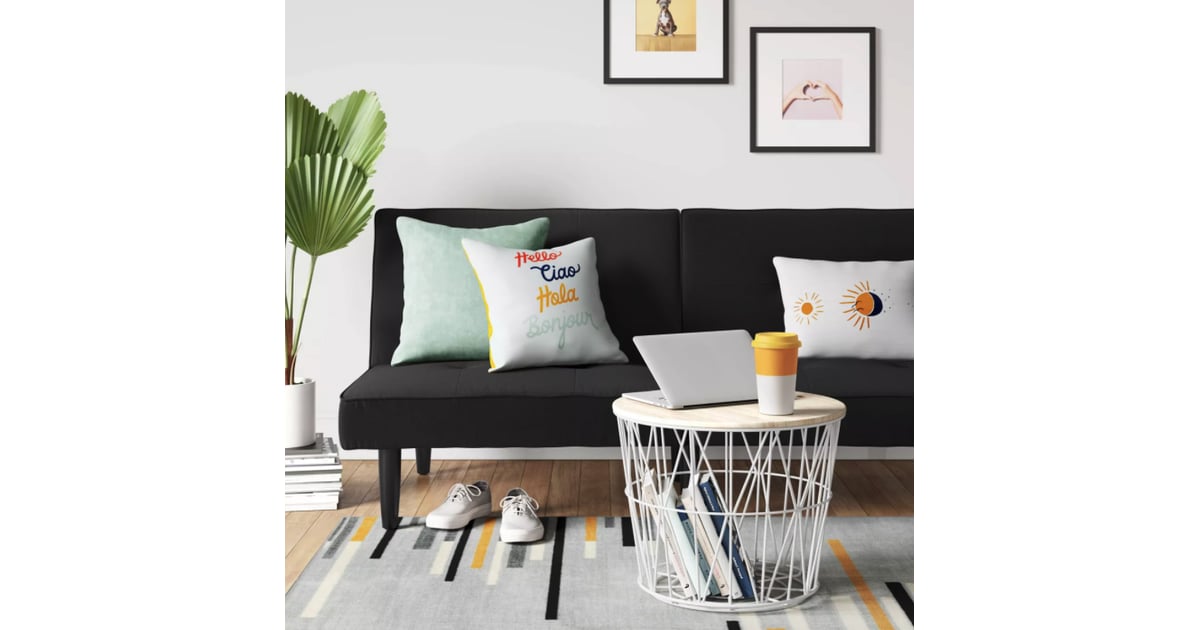 Room essentials black futon deals