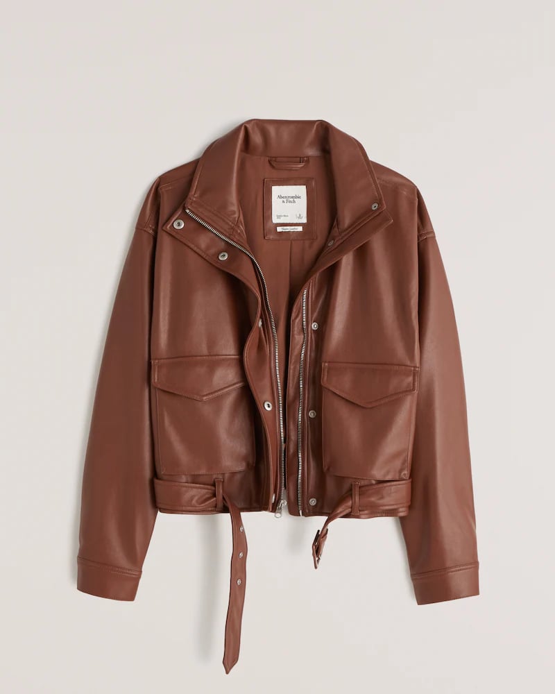 Abercrombie & Fitch Faux Leather Utility Bomber Jacket