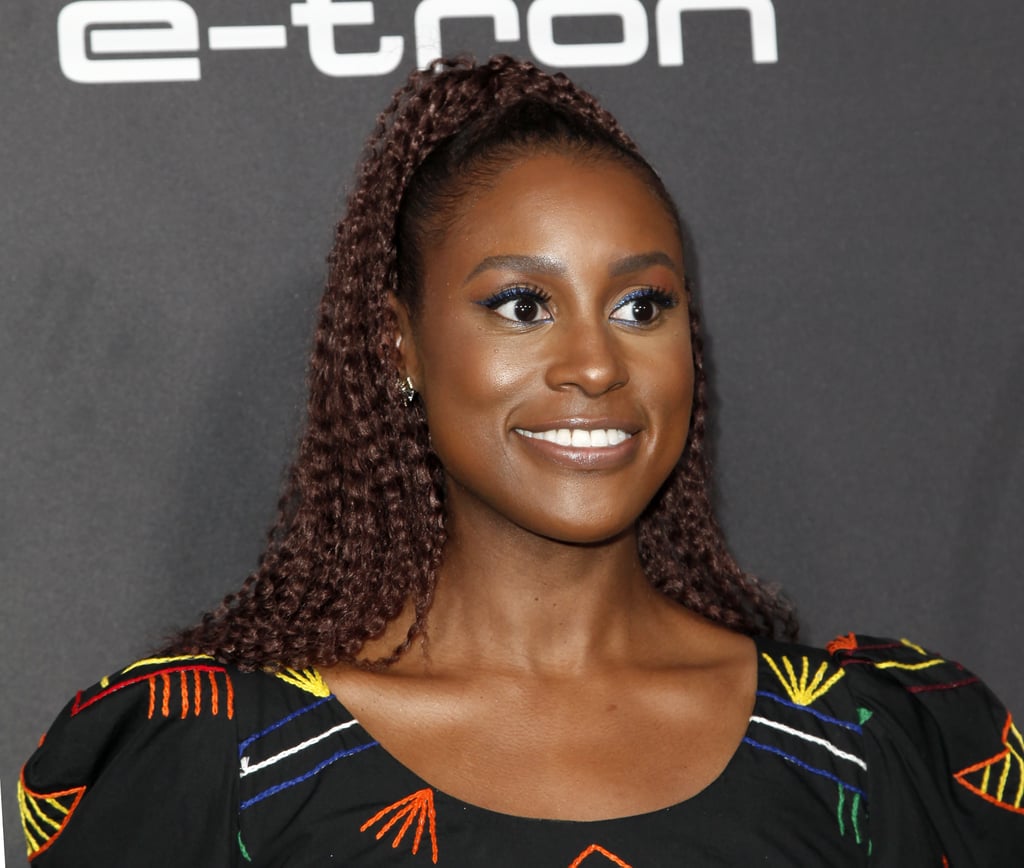 Issa Rae's Blue Eyeliner and Crimped Ponytail