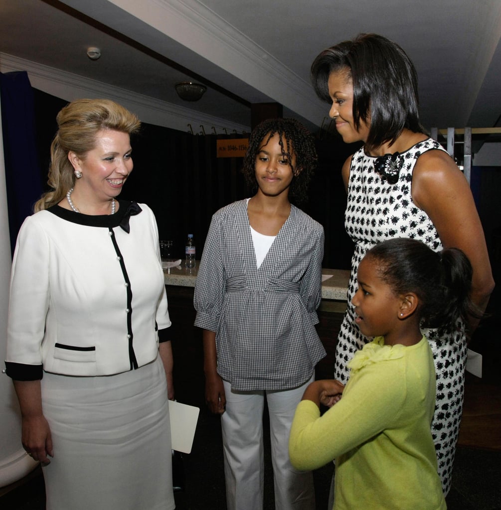 The Obama girls met with then-Russian First Lady Svetlana Medvedeva at a Moscow concert in July 2009.