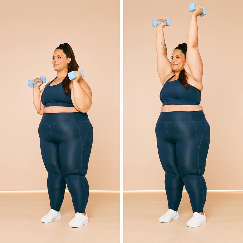 Beginner Arm Workout Superset 2, Move 1: Curl and Press