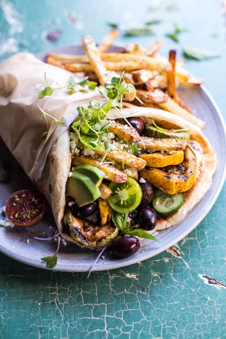 Grilled Courgette Gyros with Sun Dried Tomato Tzatziki