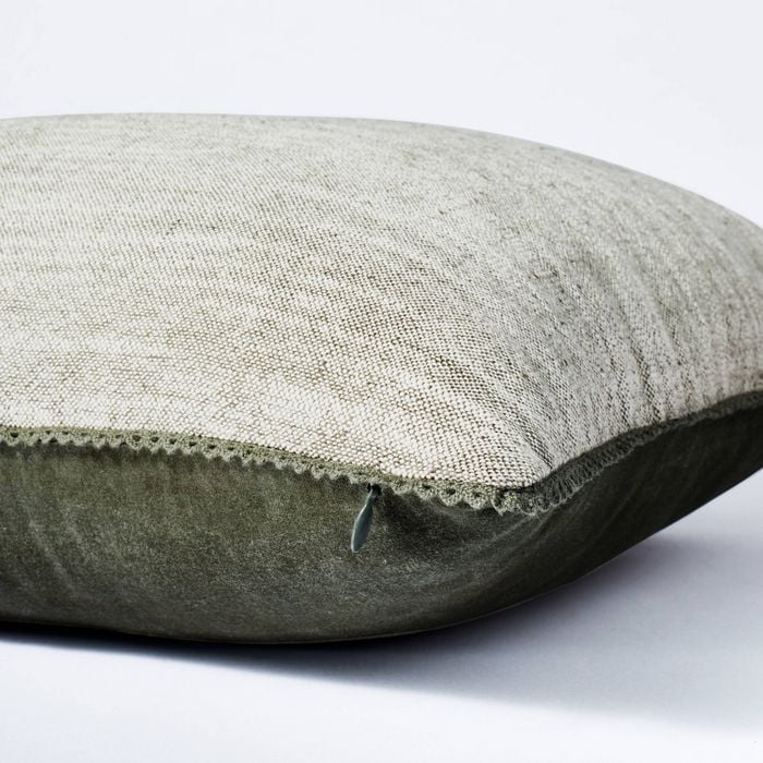 A Reversible Pillow: Threshold x Studio McGee Cotton Velvet With Lace Trim Reversible Throw Pillow