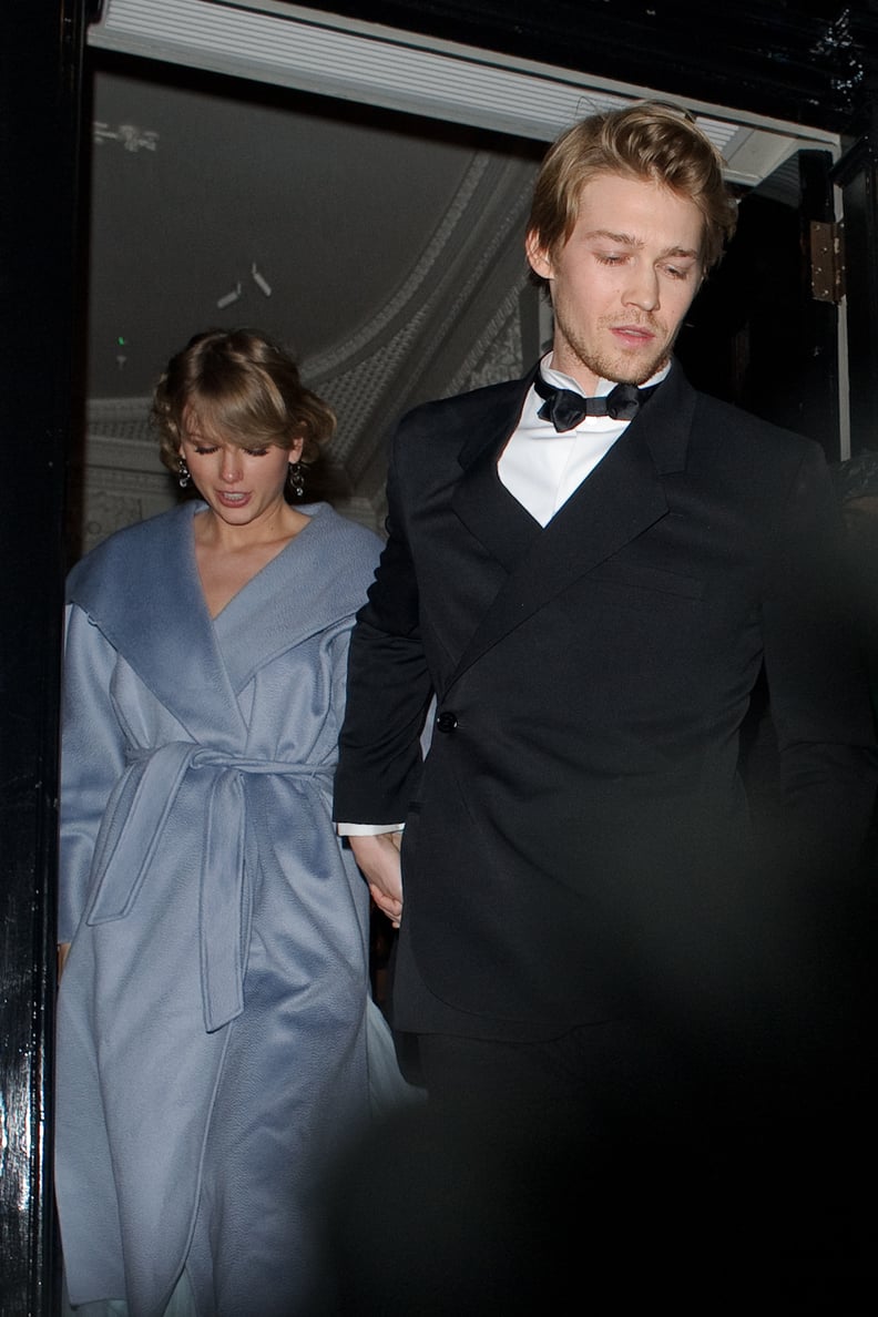 LONDON, ENGLAND - FEBRUARY 10:  Taylor Swift and Joe Alwyn seen attending the Vogue BAFTA party at Annabel's club in Mayfair on February 10, 2019 in London, England. (Photo by GOR/GC Images)