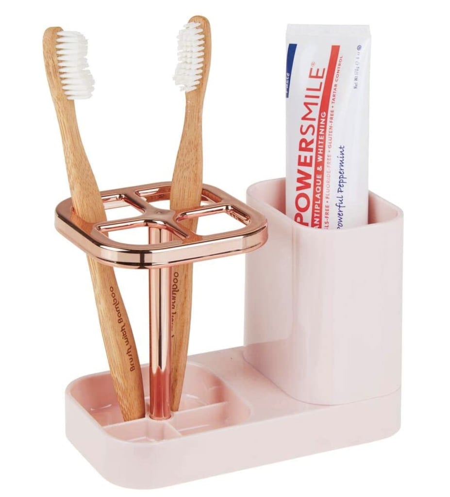 mDesign Bathroom Vanity Countertop Toothpaste and Toothbrush Holder