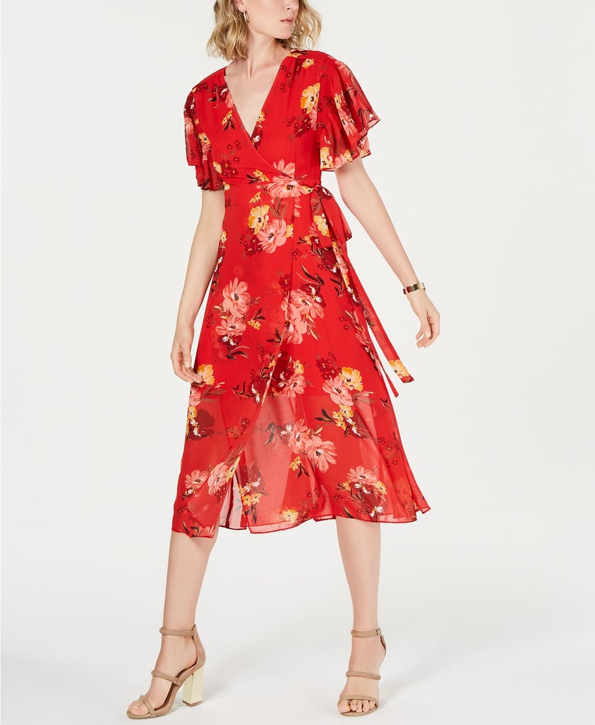 Vince Camuto Printed Ruffle-Sleeve Dress