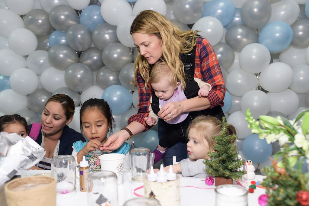 Drew Barrymore and Daughters at Jessica Alba's Holiday Event
