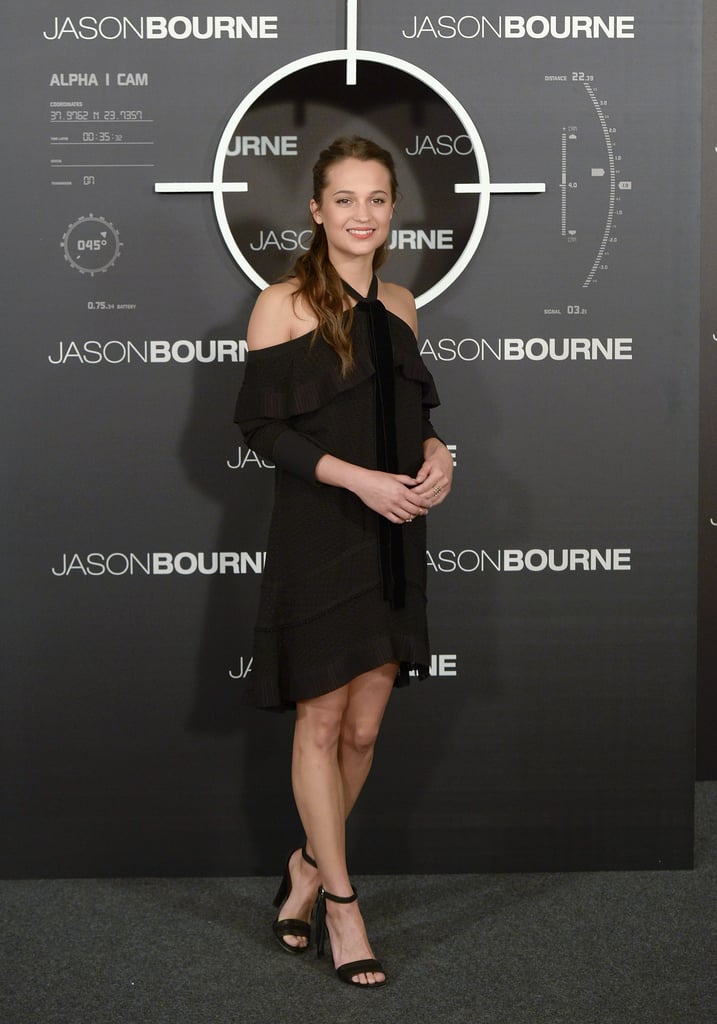 Alicia's Proenza Schouler minidress might have been black, but its off-the-shoulder cut was bold.