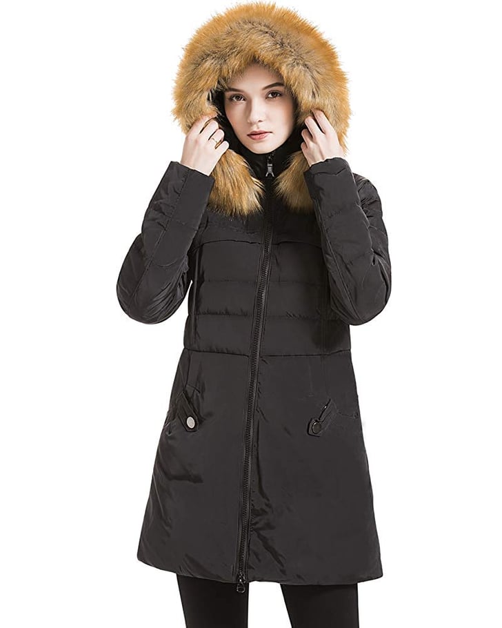 Valuker women's down coat with fur hood discount