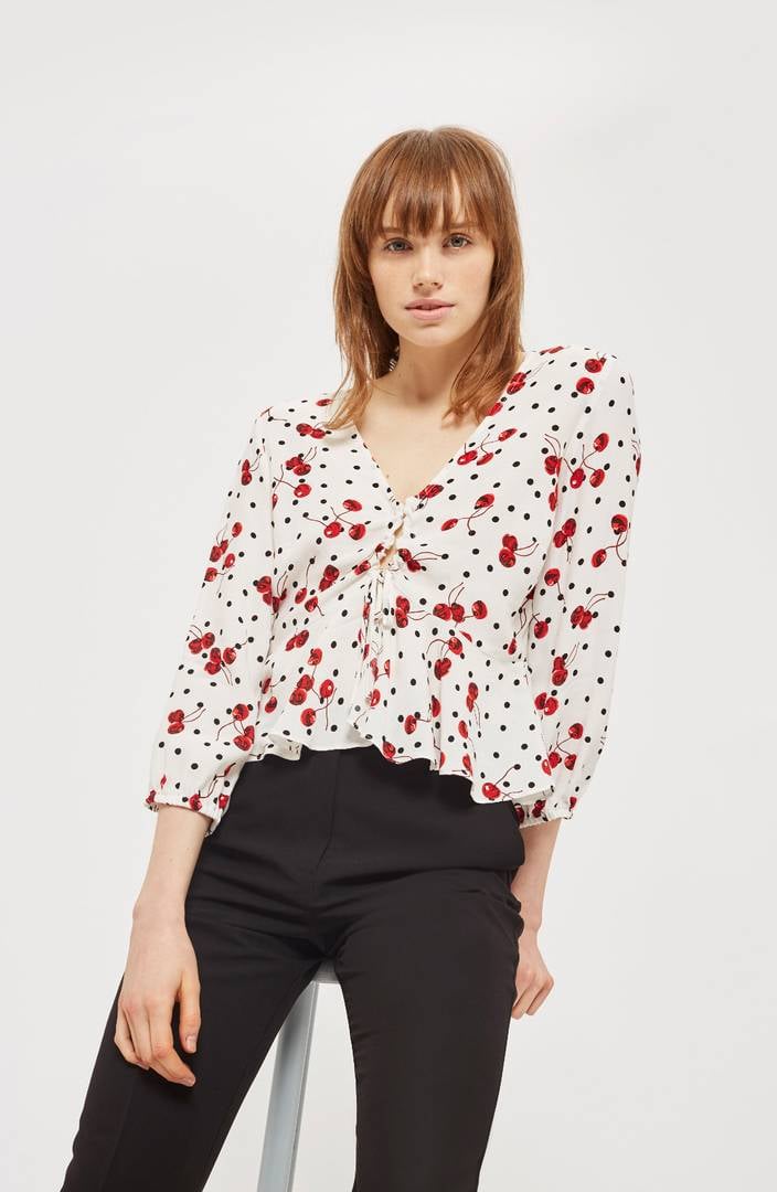 Topshop Cherry Spot Print Blouse