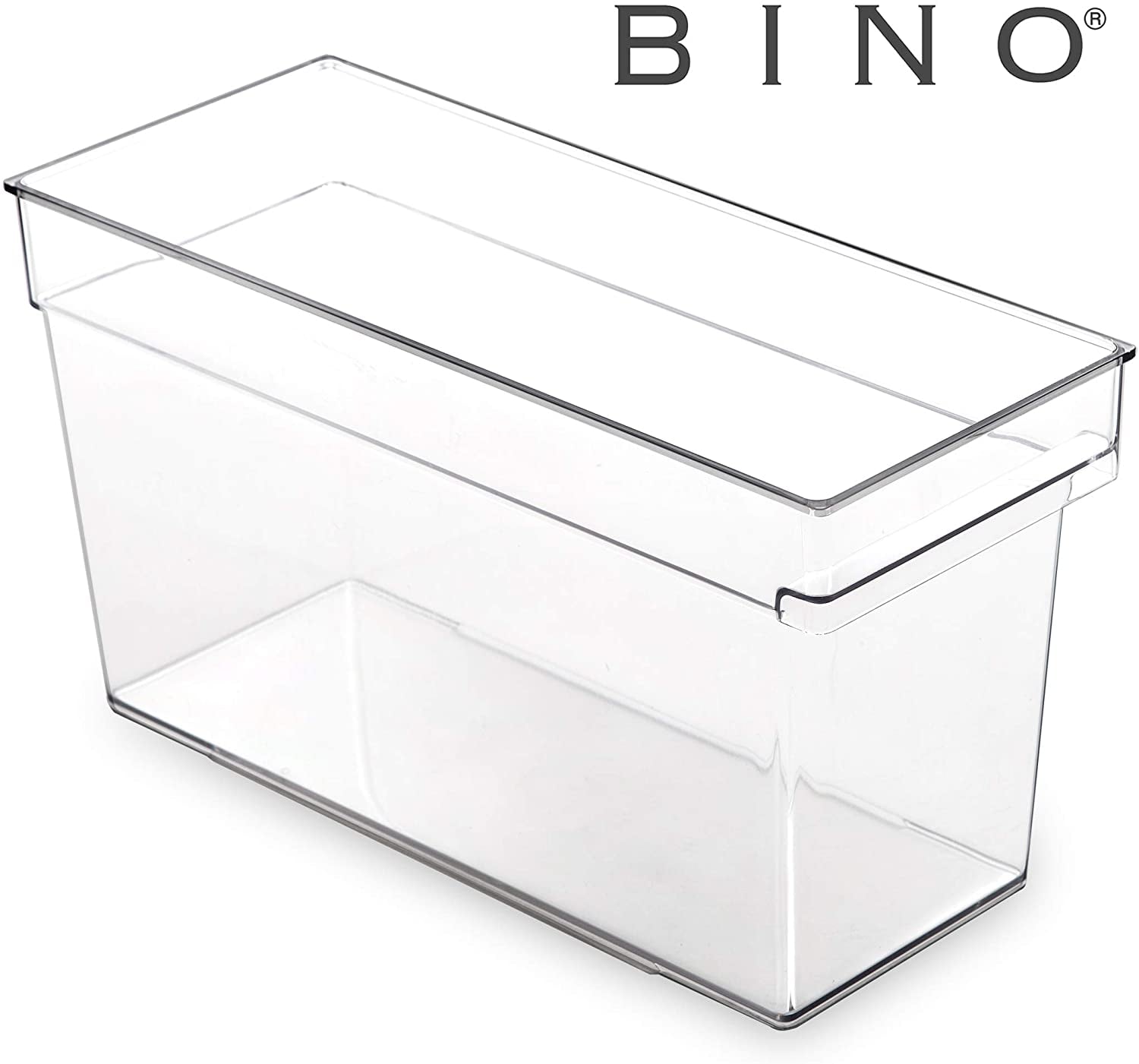 BINO Clear Plastic Storage Bin With Built-In Pull Out Handle