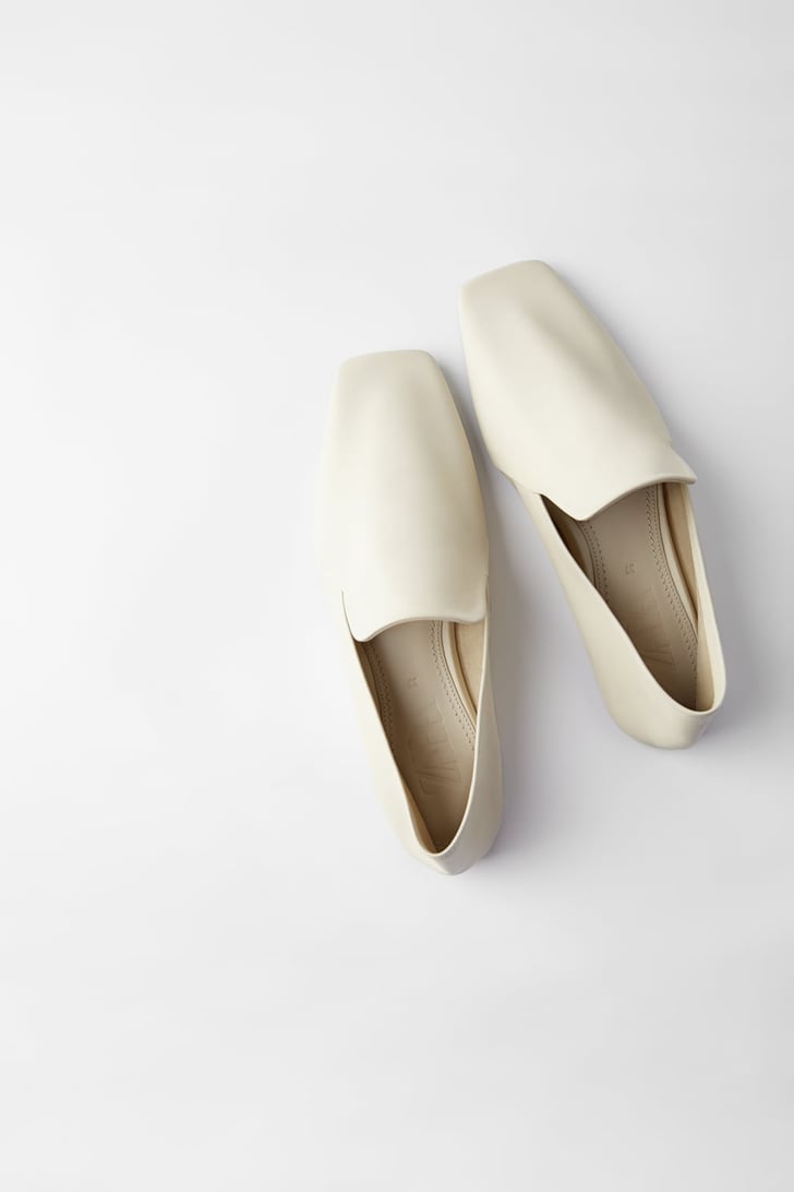 zara square toe leather flats