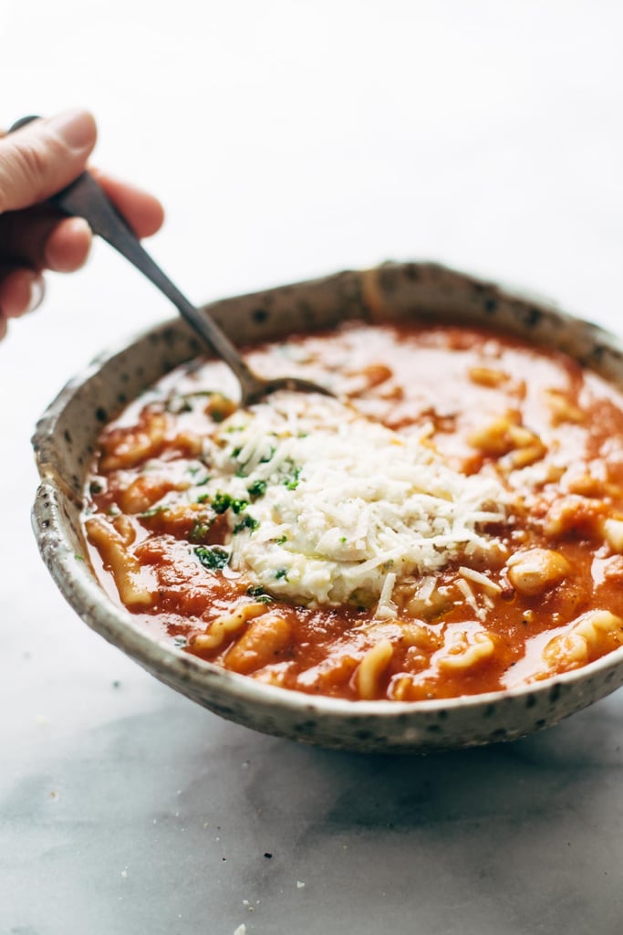 Roasted Garlic and Wine Bean Lasagna Soup