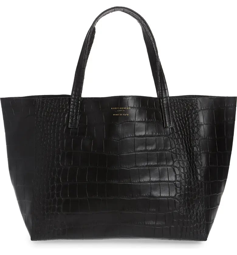 Kurt Geiger London Violet Croc Embossed Leather Tote